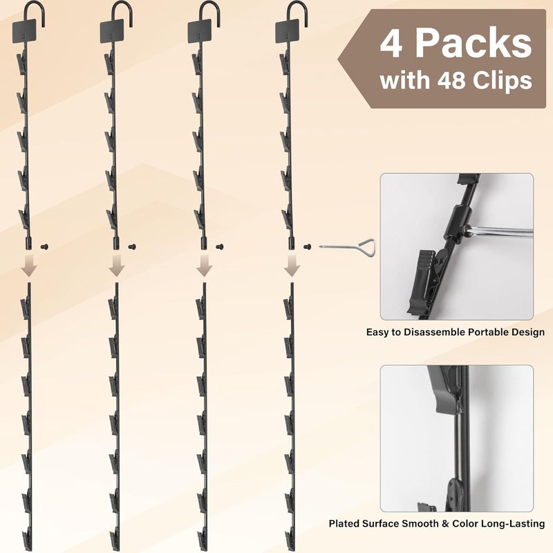Board2by Hanging Merchandise Strips with Hooks - 32 inches Chip Display Rack Stands - Potato Chip Rack Bag Holder with 12 Clips for Retail Displaying, 4 Pack Black with Label Headers - Image 4